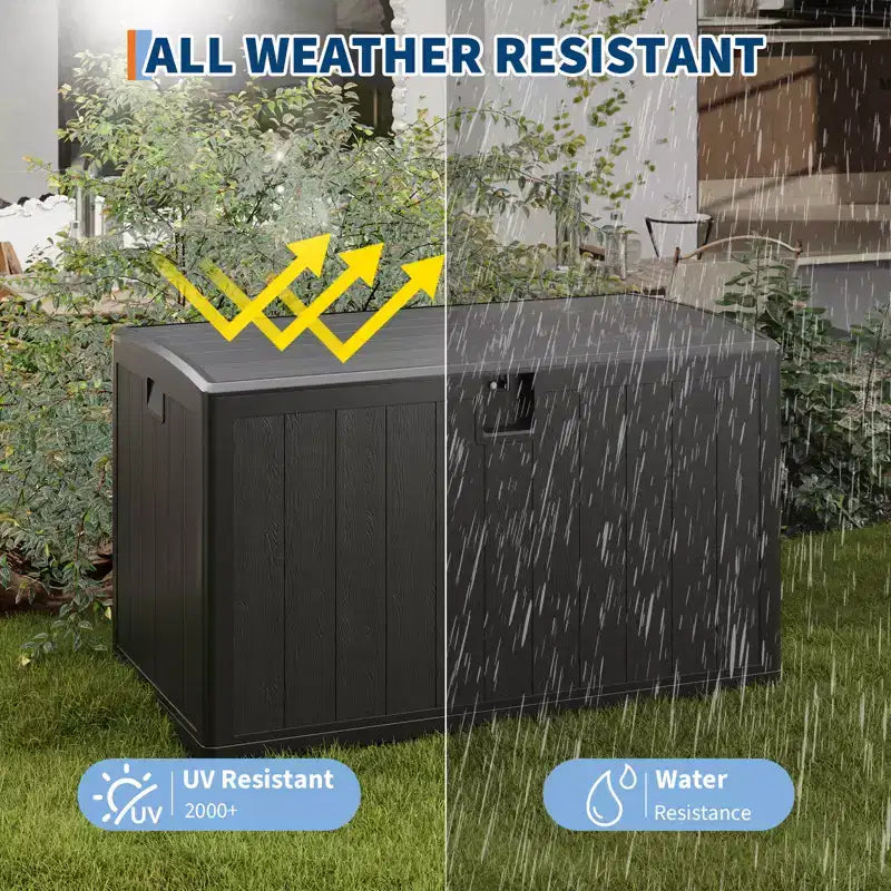Coffre de rangement extérieur en résine robuste de 492 litres – Imperméable et résistant aux intempéries pour coussins de terrasse, outils de jardin, colis