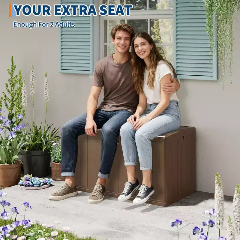 Coffre de rangement extérieur en résine robuste de 492 litres – Imperméable et résistant aux intempéries pour coussins de terrasse, outils de jardin, colis