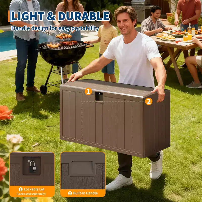 Coffre de rangement extérieur en résine robuste de 492 litres – Imperméable et résistant aux intempéries pour coussins de terrasse, outils de jardin, colis