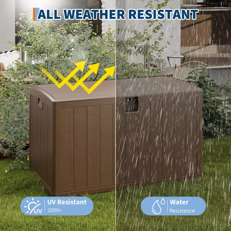 Coffre de rangement extérieur en résine robuste de 492 litres – Imperméable et résistant aux intempéries pour coussins de terrasse, outils de jardin, colis