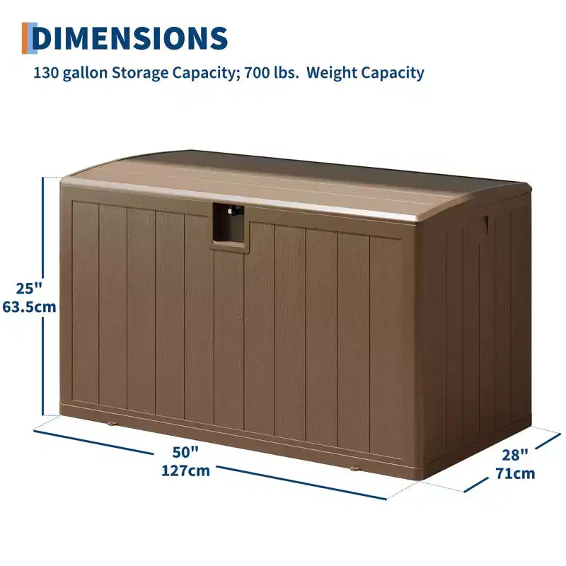 Coffre de rangement extérieur en résine robuste de 492 litres – Imperméable et résistant aux intempéries pour coussins de terrasse, outils de jardin, colis