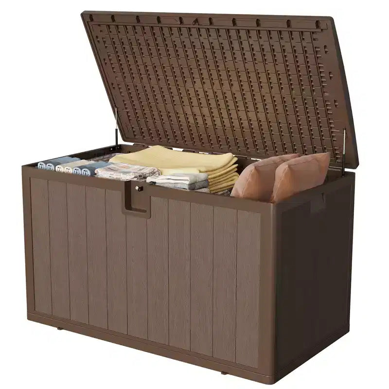 Coffre de rangement extérieur en résine robuste de 492 litres – Imperméable et résistant aux intempéries pour coussins de terrasse, outils de jardin, colis
