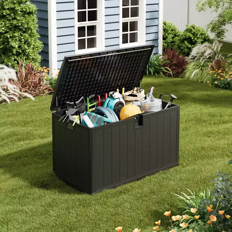 Coffre de rangement extérieur en résine robuste de 492 litres – Imperméable et résistant aux intempéries pour coussins de terrasse, outils de jardin, colis