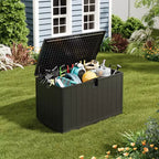 Coffre de rangement extérieur en résine robuste de 492 litres – Imperméable et résistant aux intempéries pour coussins de terrasse, outils de jardin, colis