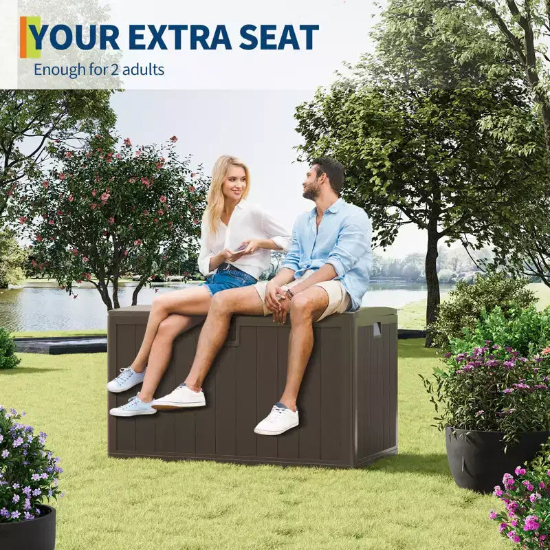 Coffre de rangement extérieur en résine robuste de 492 litres – Imperméable et résistant aux intempéries pour coussins de terrasse, outils de jardin, colis