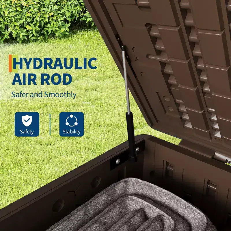 Coffre de rangement extérieur en résine robuste de 492 litres – Imperméable et résistant aux intempéries pour coussins de terrasse, outils de jardin, colis