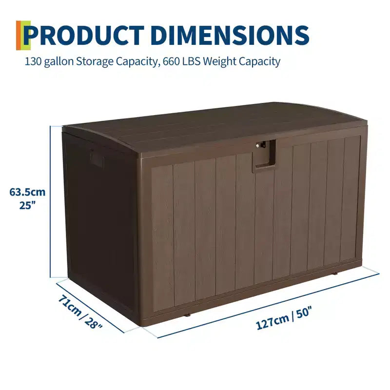 Coffre de rangement extérieur en résine robuste de 492 litres – Imperméable et résistant aux intempéries pour coussins de terrasse, outils de jardin, colis