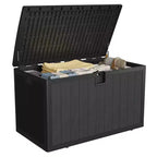 Coffre de rangement extérieur en résine robuste de 492 litres – Imperméable et résistant aux intempéries pour coussins de terrasse, outils de jardin, colis