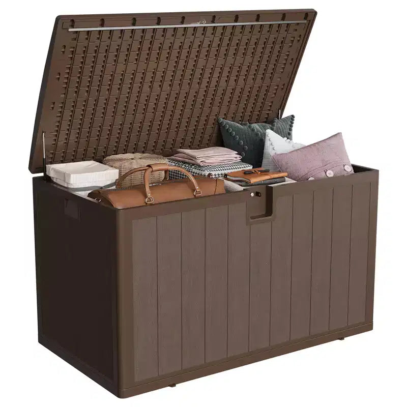 Coffre de rangement extérieur en résine robuste de 492 litres – Imperméable et résistant aux intempéries pour coussins de terrasse, outils de jardin, colis