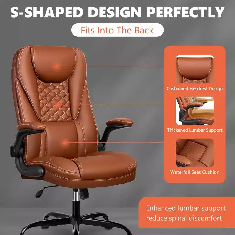 Chaise de bureau réglable KERDOM, Fauteuil de direction ergonomique avec appui-tête et accoudoirs rembourrés