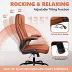 Chaise de bureau réglable KERDOM, Fauteuil de direction ergonomique avec appui-tête et accoudoirs rembourrés