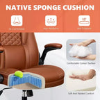Chaise de bureau réglable KERDOM, Fauteuil de direction ergonomique avec appui-tête et accoudoirs rembourrés