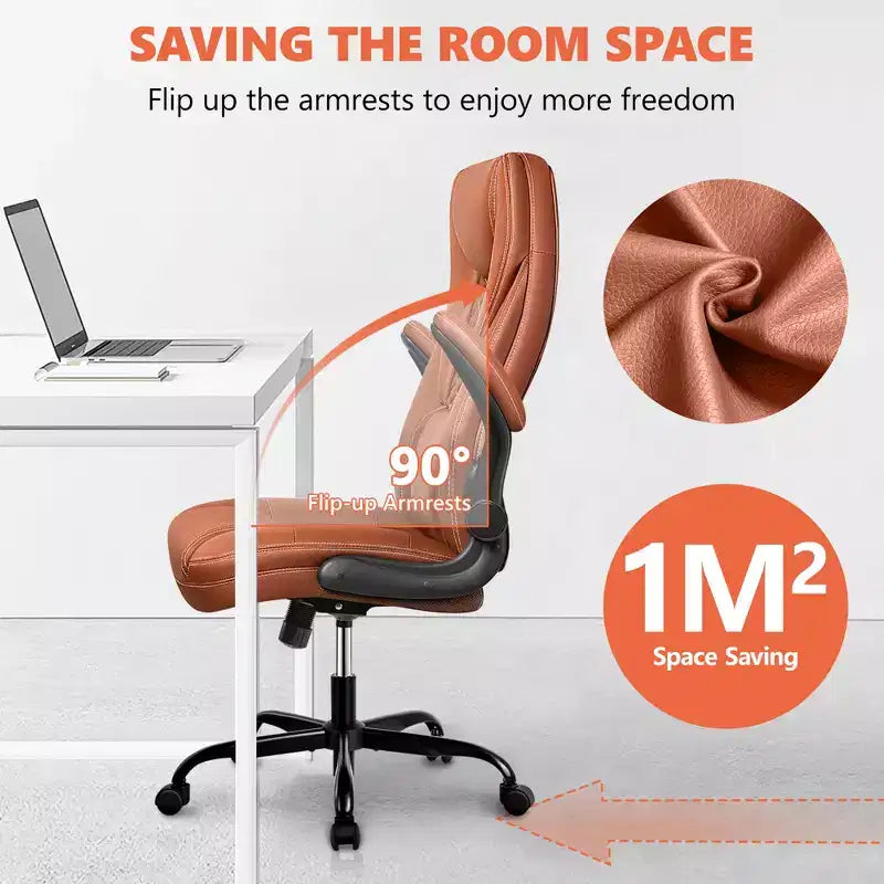 Chaise de bureau réglable KERDOM, Fauteuil de direction ergonomique avec appui-tête et accoudoirs rembourrés