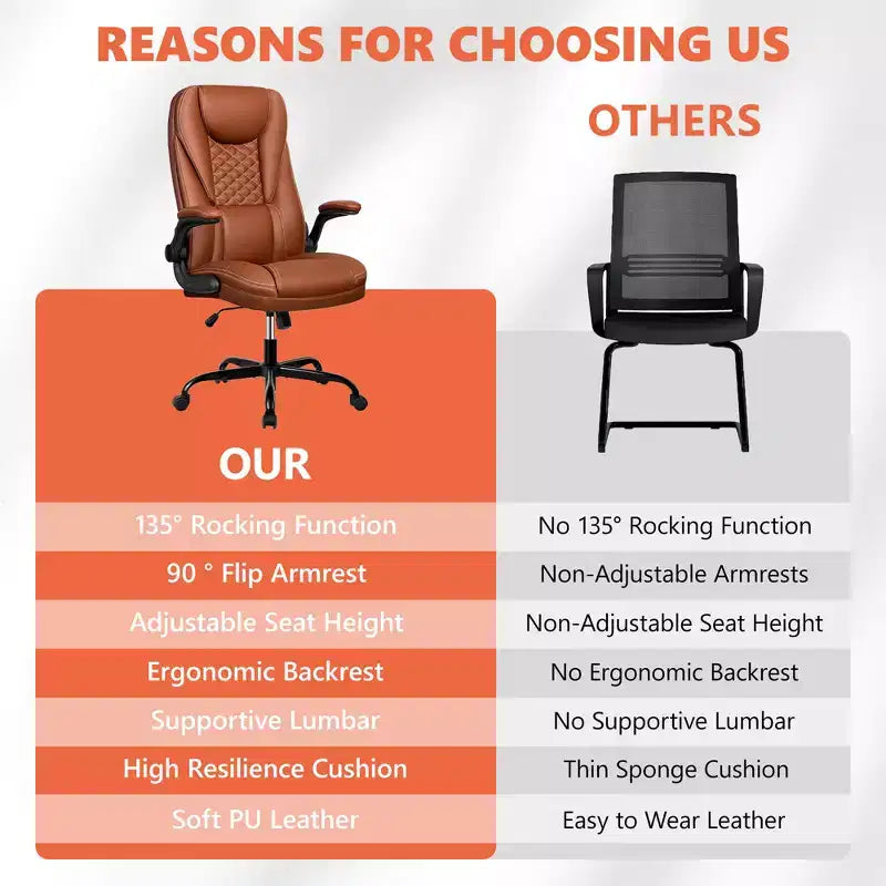 Chaise de bureau réglable KERDOM, Fauteuil de direction ergonomique avec appui-tête et accoudoirs rembourrés