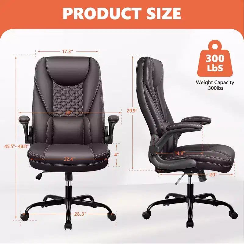 Chaise de bureau réglable KERDOM, Fauteuil de direction ergonomique avec appui-tête et accoudoirs rembourrés