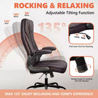 Chaise de bureau réglable KERDOM, Fauteuil de direction ergonomique avec appui-tête et accoudoirs rembourrés