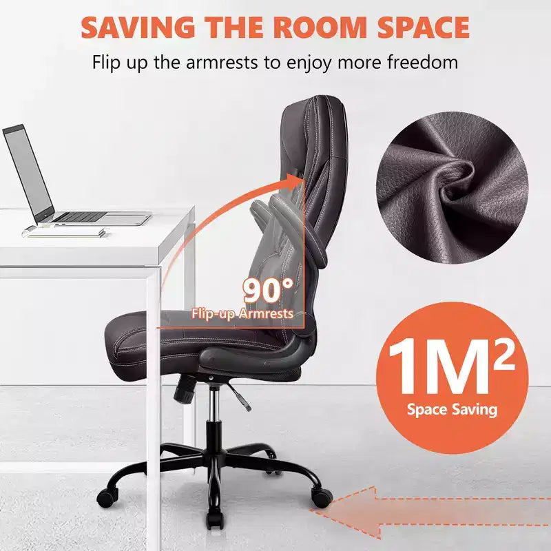 Chaise de bureau réglable KERDOM, Fauteuil de direction ergonomique avec appui-tête et accoudoirs rembourrés