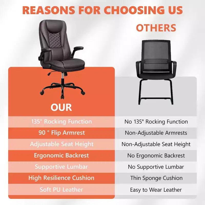 Chaise de bureau réglable KERDOM, Fauteuil de direction ergonomique avec appui-tête et accoudoirs rembourrés