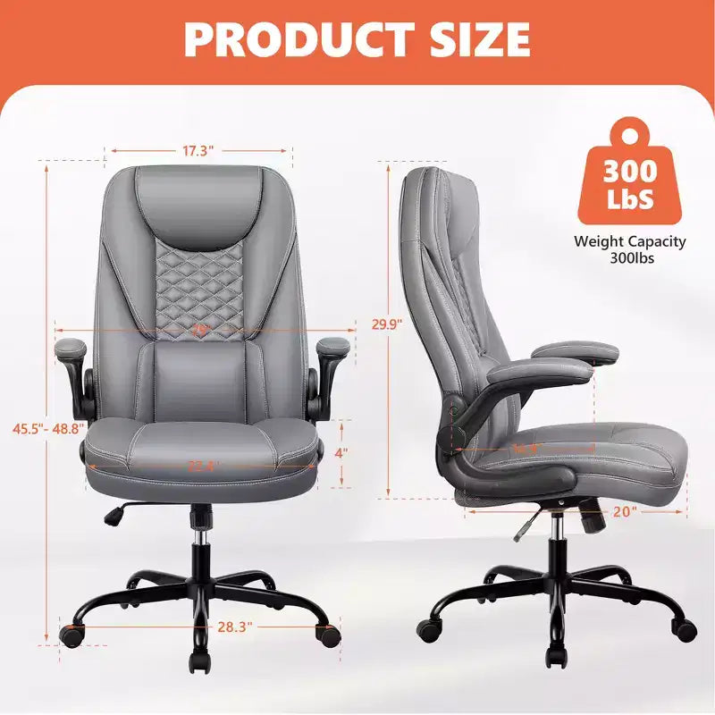 Chaise de bureau réglable KERDOM, Fauteuil de direction ergonomique avec appui-tête et accoudoirs rembourrés