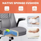 Chaise de bureau réglable KERDOM, Fauteuil de direction ergonomique avec appui-tête et accoudoirs rembourrés