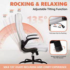 Chaise de bureau réglable KERDOM, Fauteuil de direction ergonomique avec appui-tête et accoudoirs rembourrés