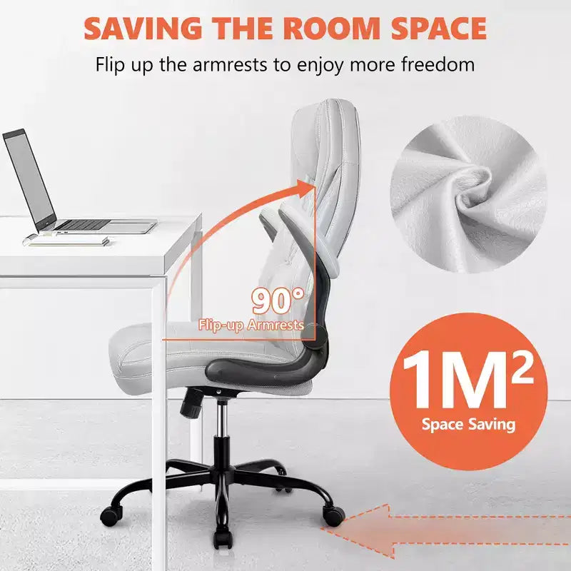 Chaise de bureau réglable KERDOM, Fauteuil de direction ergonomique avec appui-tête et accoudoirs rembourrés