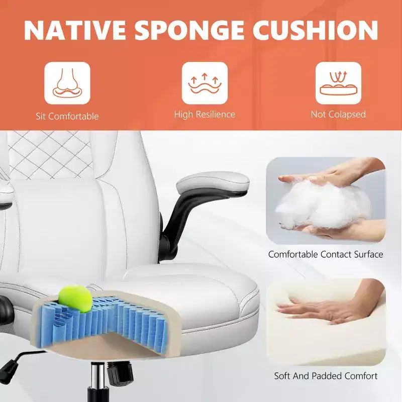 Chaise de bureau réglable KERDOM, Fauteuil de direction ergonomique avec appui-tête et accoudoirs rembourrés