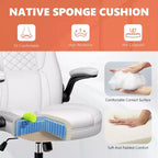 Chaise de bureau réglable KERDOM, Fauteuil de direction ergonomique avec appui-tête et accoudoirs rembourrés