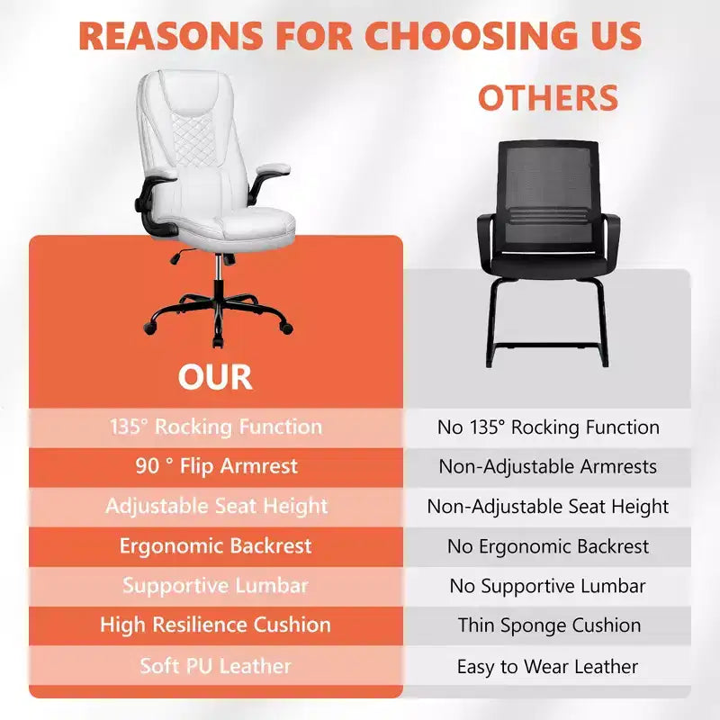 Chaise de bureau réglable KERDOM, Fauteuil de direction ergonomique avec appui-tête et accoudoirs rembourrés