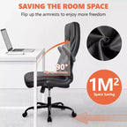 Chaise de bureau réglable KERDOM, Fauteuil de direction ergonomique avec appui-tête et accoudoirs rembourrés