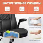 Chaise de bureau réglable KERDOM, Fauteuil de direction ergonomique avec appui-tête et accoudoirs rembourrés