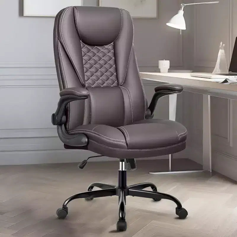 Chaise de bureau réglable KERDOM, Fauteuil de direction ergonomique avec appui-tête et accoudoirs rembourrés