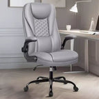 Chaise de bureau réglable KERDOM, Fauteuil de direction ergonomique avec appui-tête et accoudoirs rembourrés