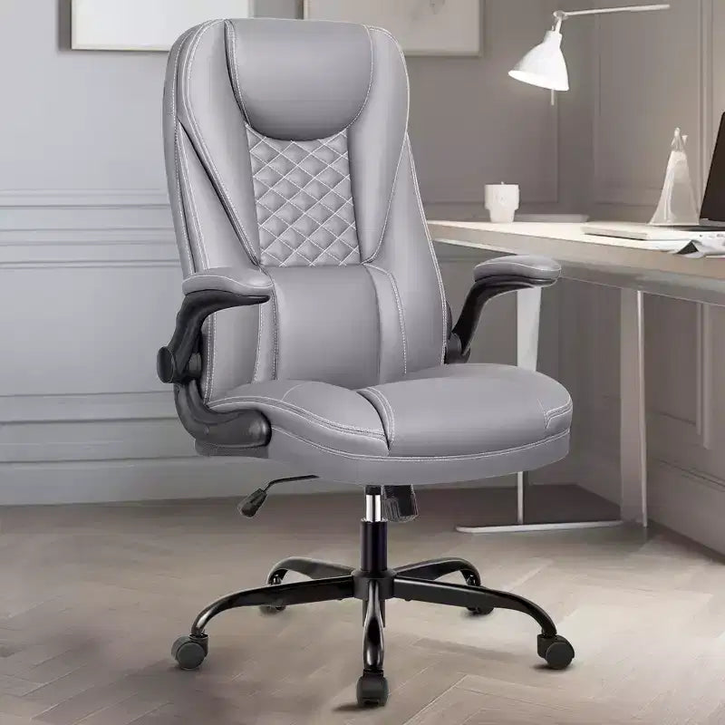 Chaise de bureau réglable KERDOM, Fauteuil de direction ergonomique avec appui-tête et accoudoirs rembourrés