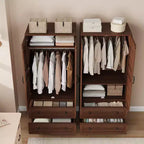 COZONY 72 Armoire penderie avec 2 portes et 2 tiroirs, armoire de rangement pour vêtements en bois avec tringle à vêtements et étagère réglable