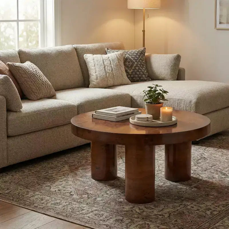 Christopher Knight Home Selene Table Basse Ronde Moderne avec Base Sculpturale à 3 Pieds