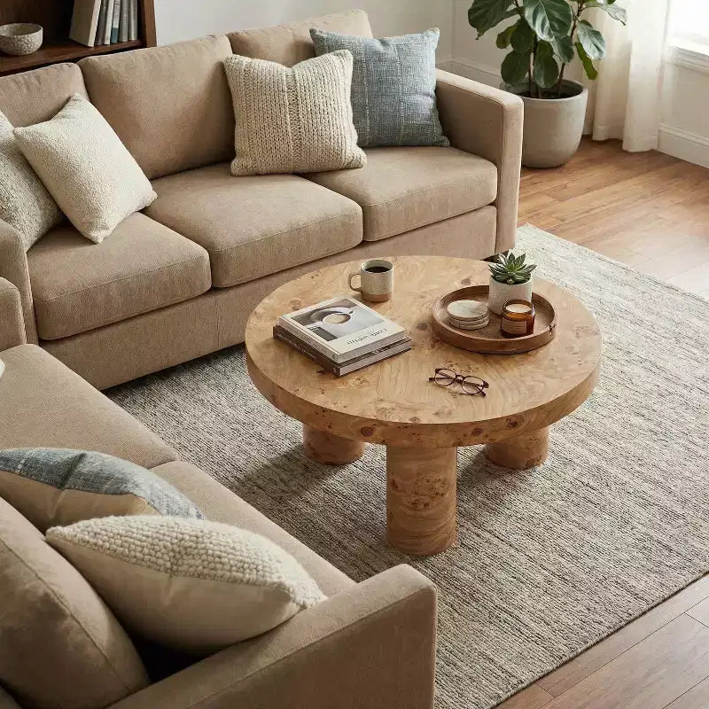 Christopher Knight Home Selene Table Basse Ronde Moderne avec Base Sculpturale à 3 Pieds