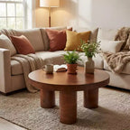 Christopher Knight Home Selene Table Basse Ronde Moderne avec Base Sculpturale à 3 Pieds