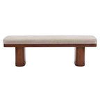 Christopher Knight Home Fernando Banc rembourré moderne en bois avec pieds en bois d'hévéa