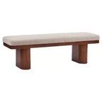 Christopher Knight Home Fernando Banc rembourré moderne en bois avec pieds en bois d'hévéa
