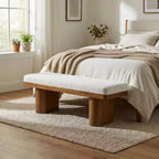 Christopher Knight Home Fernando Banc rembourré moderne en bois avec pieds en bois d'hévéa