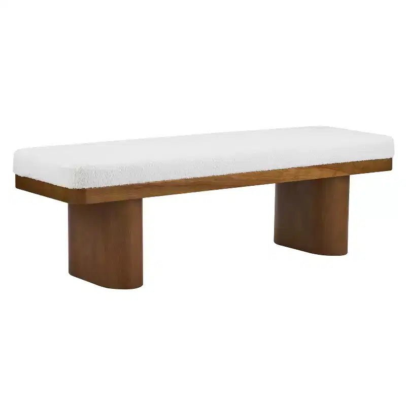 Christopher Knight Home Fernando Banc rembourré moderne en bois avec pieds en bois d'hévéa