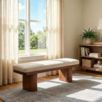 Christopher Knight Home Fernando Banc rembourré moderne en bois avec pieds en bois d'hévéa