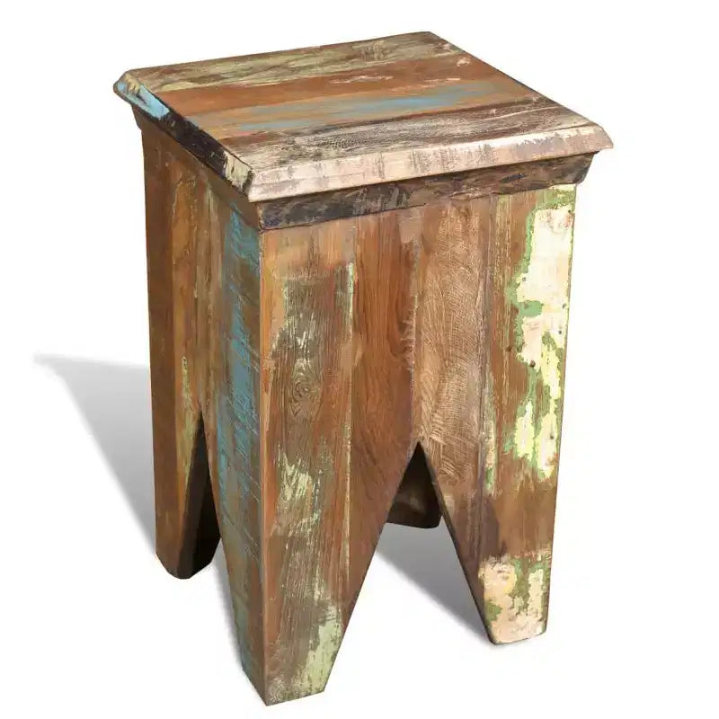 vidaXL Tabouret vintage en bois de récupération massif multicolore Compact