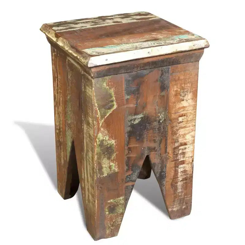 vidaXL Tabouret vintage en bois de récupération massif multicolore Compact