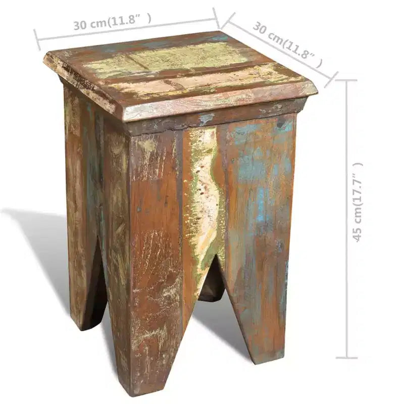 vidaXL Tabouret vintage en bois de récupération massif multicolore Compact