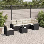 vidaXL Salon de jardin noir en résine tressée, acier thermolaqué et verre trempé