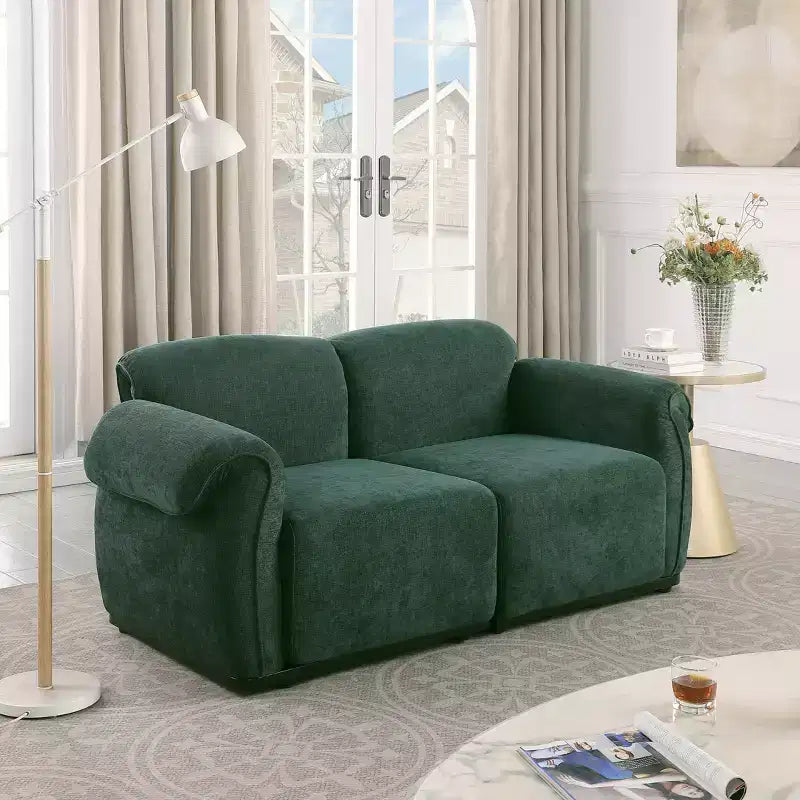 Canapé d'angle GDFStudio Tryn Modern 69 places en bois et fer, rembourré en chenille, avec dossier divisé
