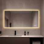 Whisen 2448 Bathroom Vanity Wall Mirror with Anti-Fog, 3 Color Dimmable Touch Control Wall Mirror - Silver