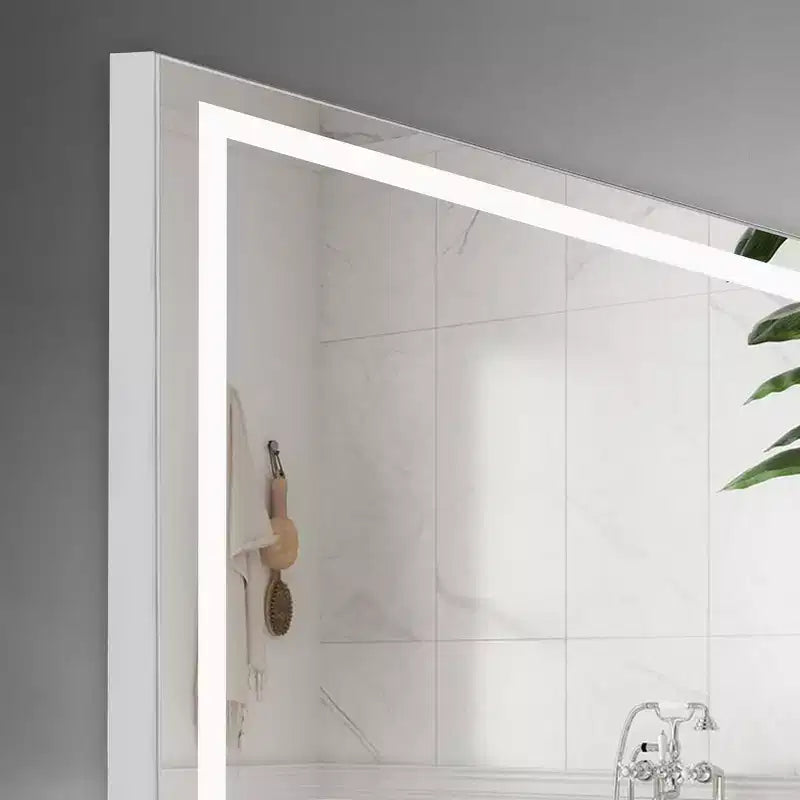 Whisen 2448 Miroir mural de salle de bain avec fonction anti-buée, miroir mural à commande tactile, intensité variable 3 couleurs - Argent